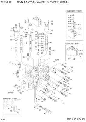 31N9-17000P 31Q9-17001P 31Q9-17002P Hyundai Excavator R330LC-9S R330LC-9SH के लिए हाइड्रोलिक मुख्य नियंत्रण वाल्व निर्माण मशीनरी पार्ट्स उच्च गुणवत्ता वाले मूल